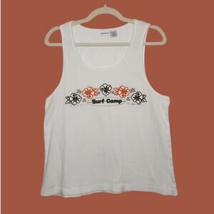 Vintage Hawaii Surf Camp XL White Tank Top Surf Surfer Aloha 90s Shirt
